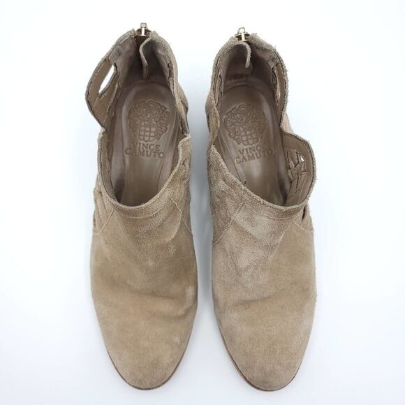 Vince Camuto Peera Cutout Suede Ankle Booties Khaki Size 7.5 - Picture 3 of 14